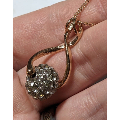 Gold Suspended Rhinestone Bead Pendant Necklace