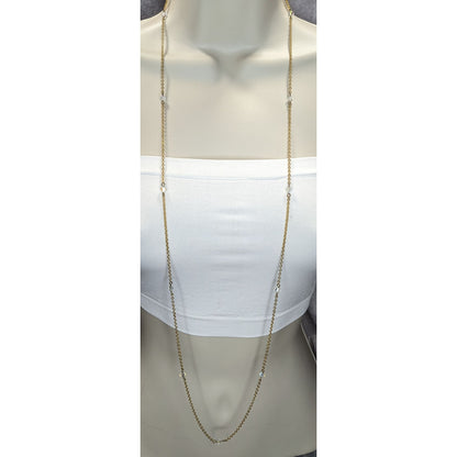 Gold Tone Aurora Borealis Crystal Station Necklace Elegant Sparkly Jewelry