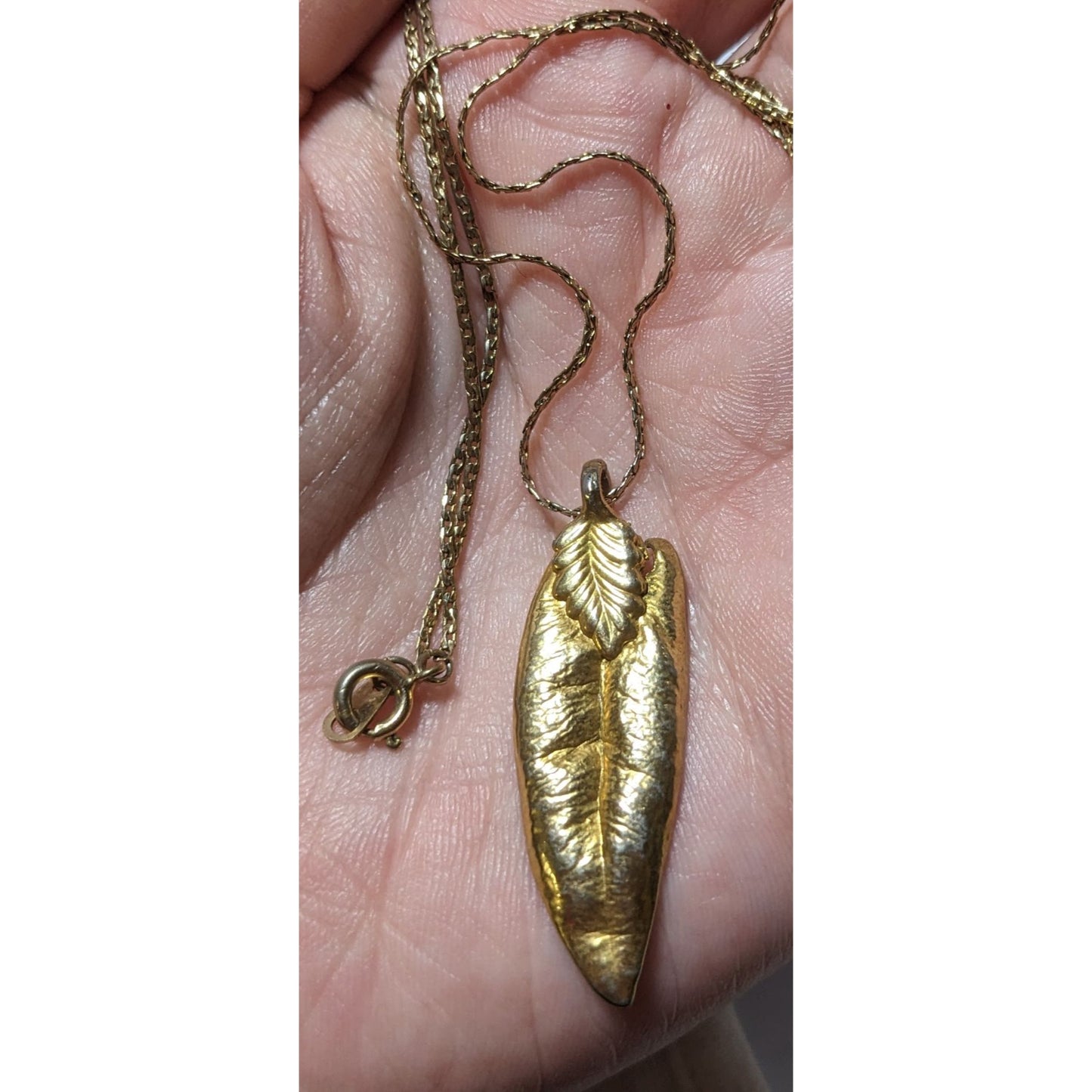 Vintage Gold Electroplated Natural Leaf Necklace