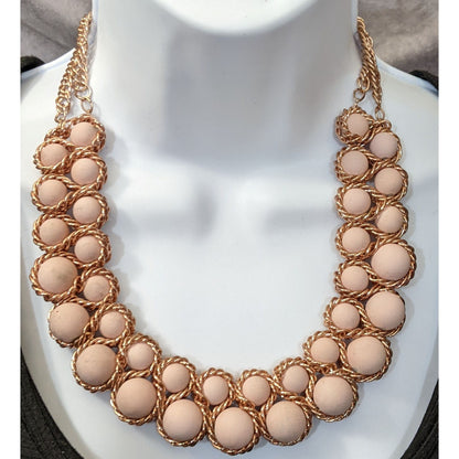 Pink And Rose Gold Bib Statement Necklace