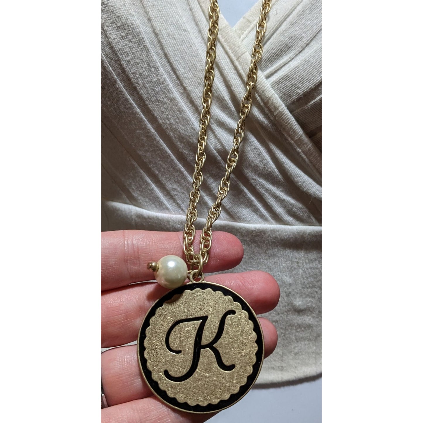 Plunder Jewelry Monogram "K" Medallion Necklace