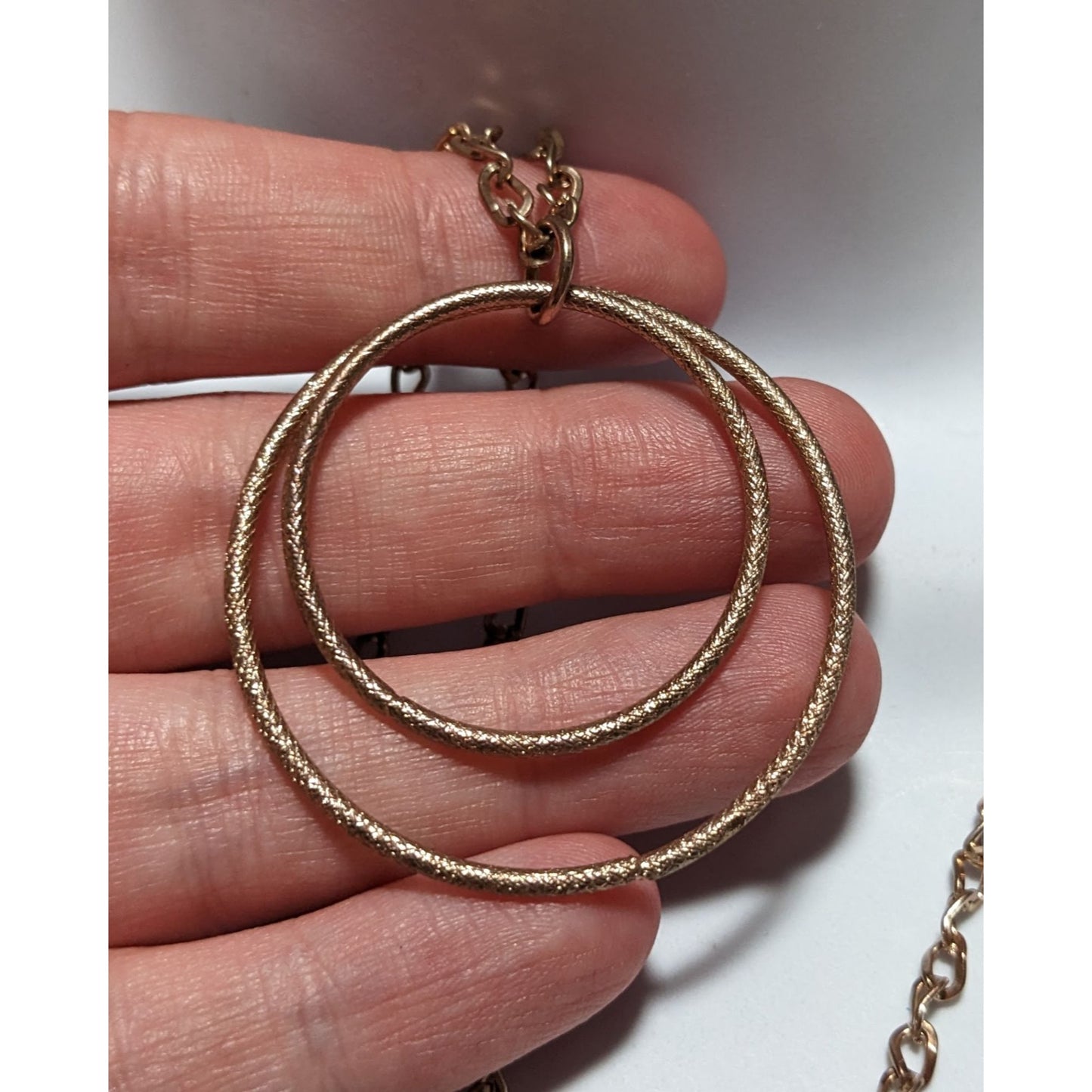 Rose Gold Double Circle Pendant Necklace