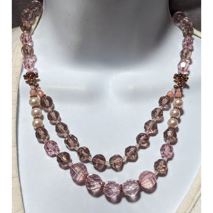 Pink Coquette Glitter Beaded Pearl Necklace