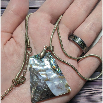 Mother Of Pearl Mosaic Pendant Necklace