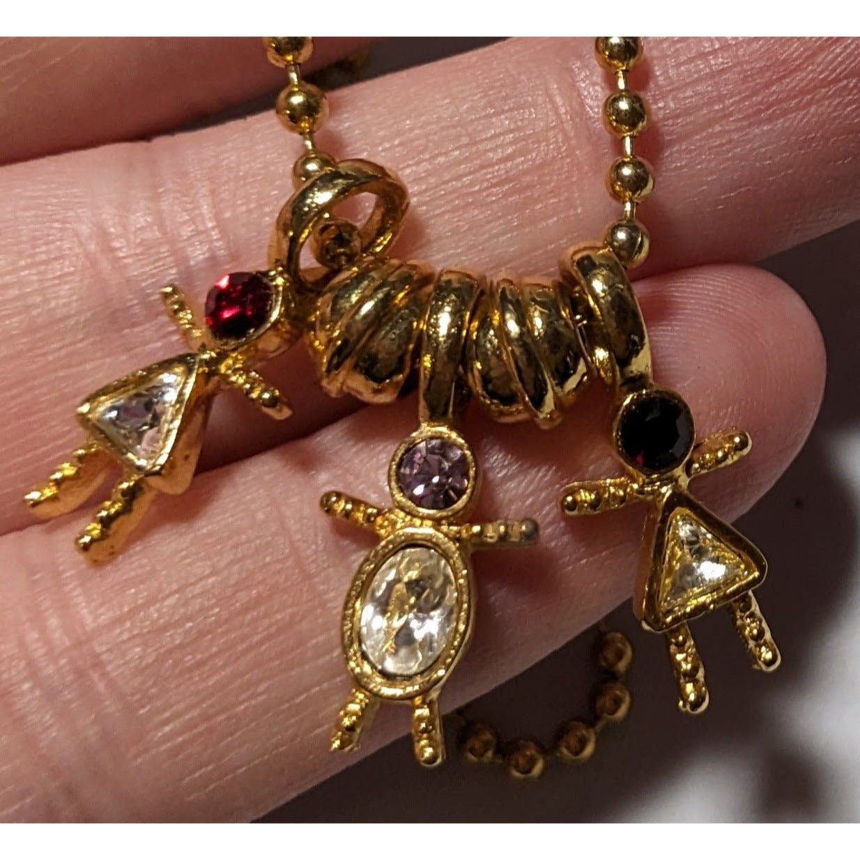 Gold Birthstone Kid Figural Charm Necklace