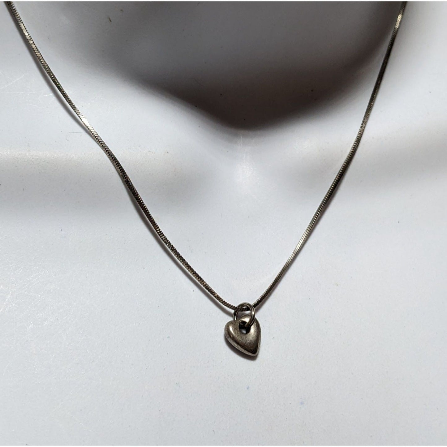 Minimalist Silver Heart Charm Necklace