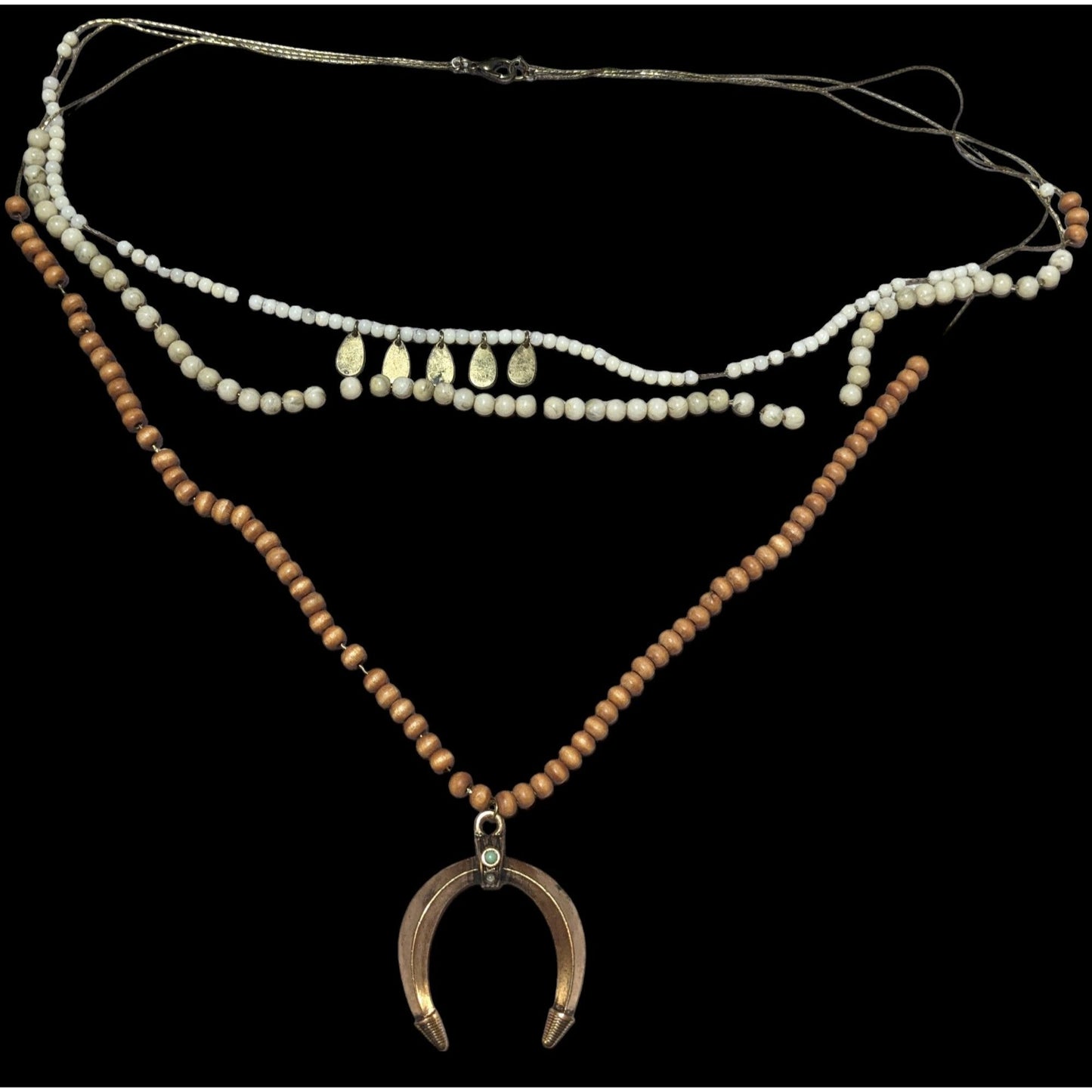 Bohemian Multilayer Gold Crescent Necklace