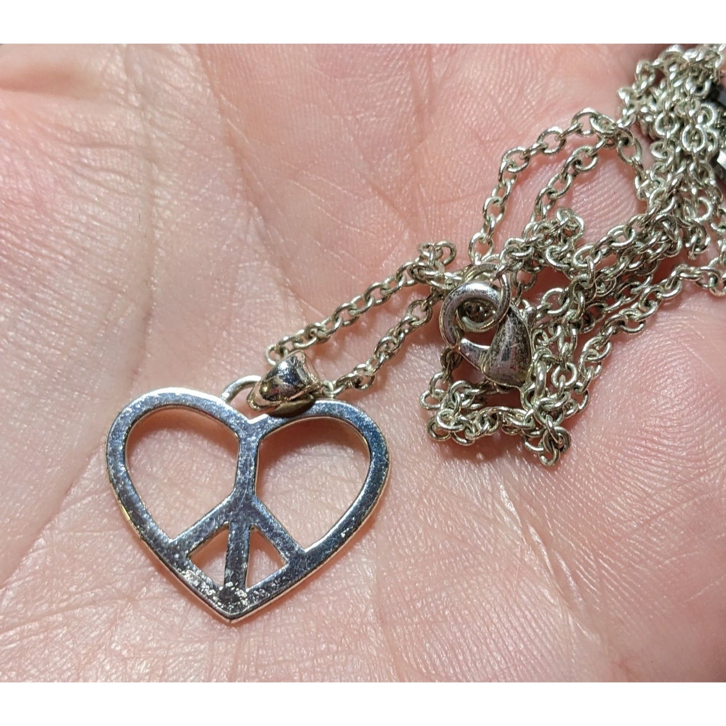 Silver Peace Heart Necklace