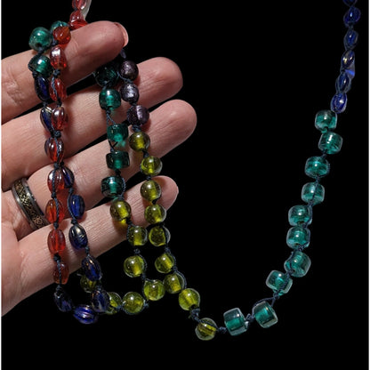 Handmade Rainbow Glass Beaded Necklace