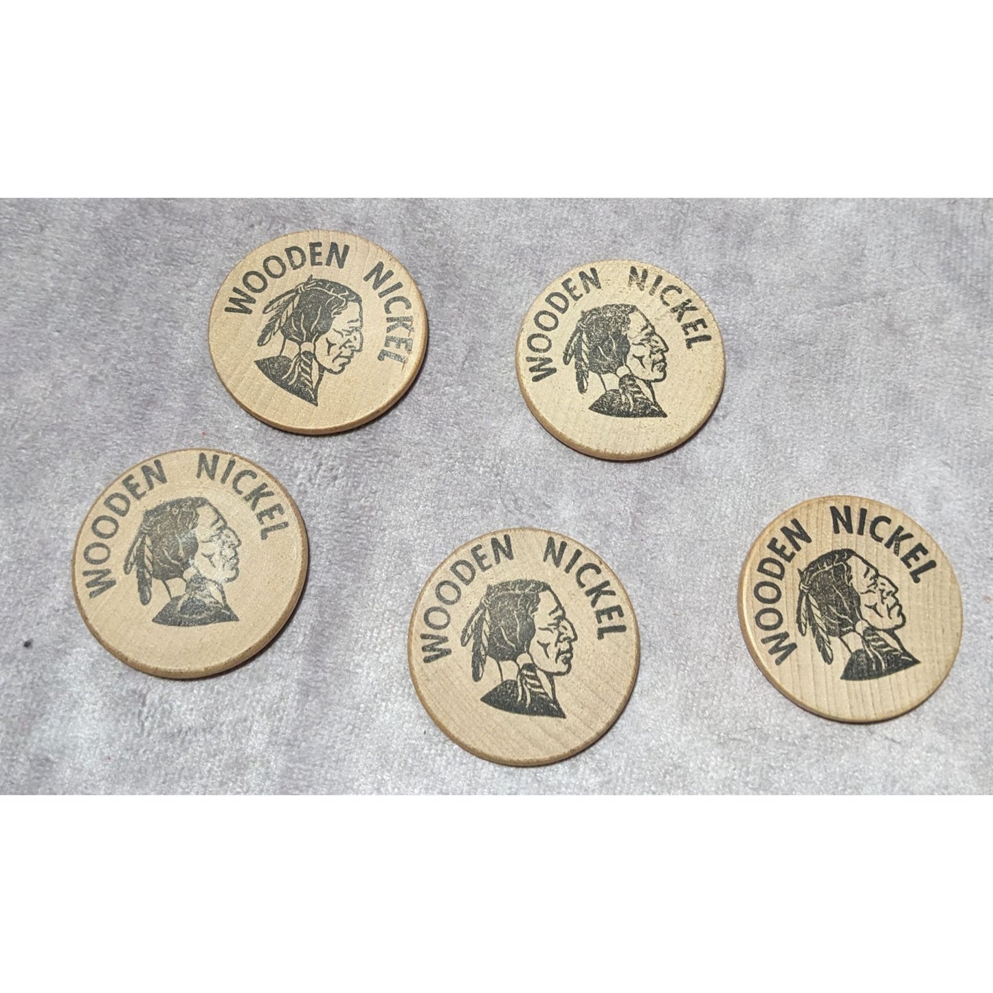 Vintage Collectible Walt Disney World Frontierland Wooden Nickels (5)