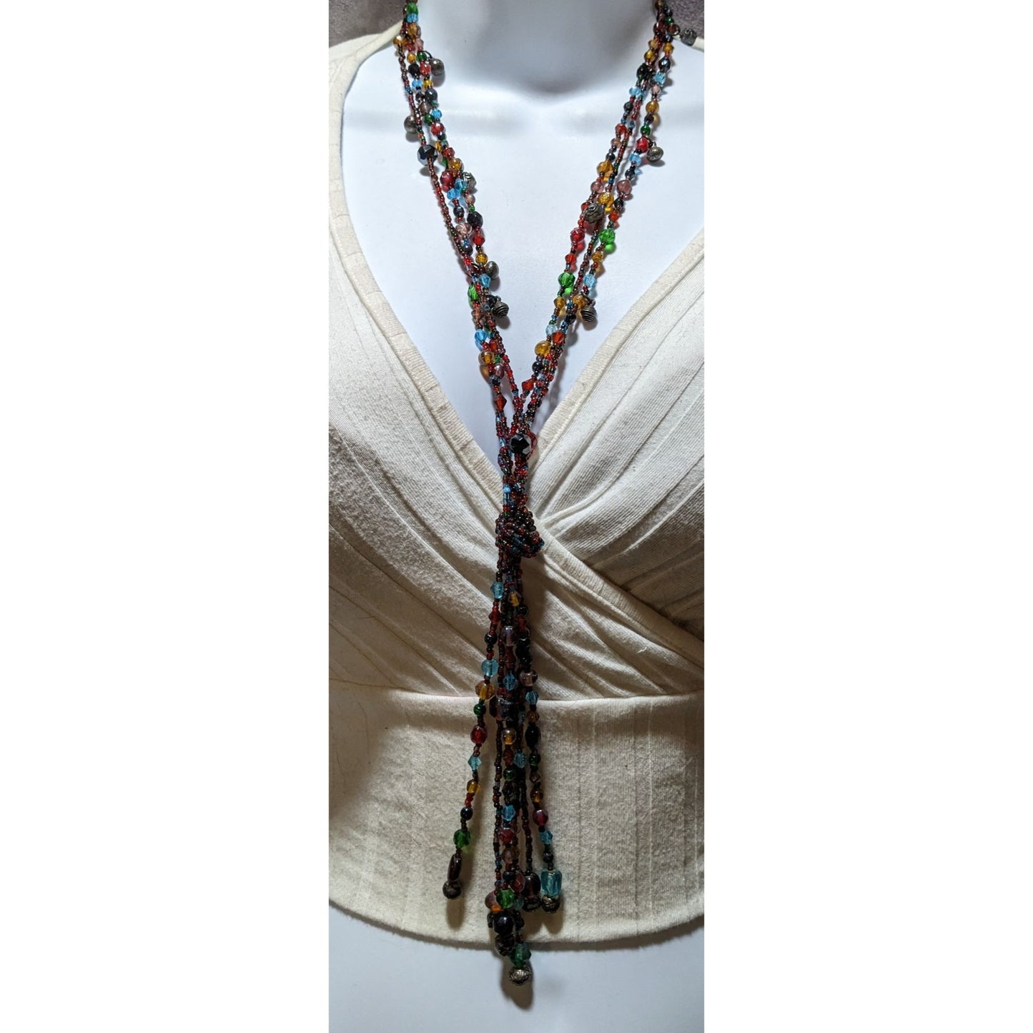 Chico's Bohemian Rainbow Glass Necklace