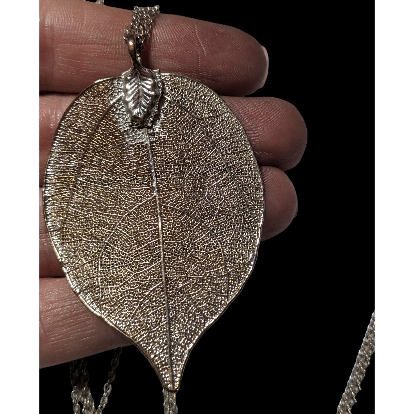 Vintage Silver Electroplated Leaf Necklace