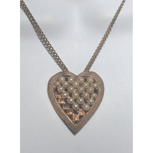 Vintage Pearl Heart Necklace For Upcycle/Repair