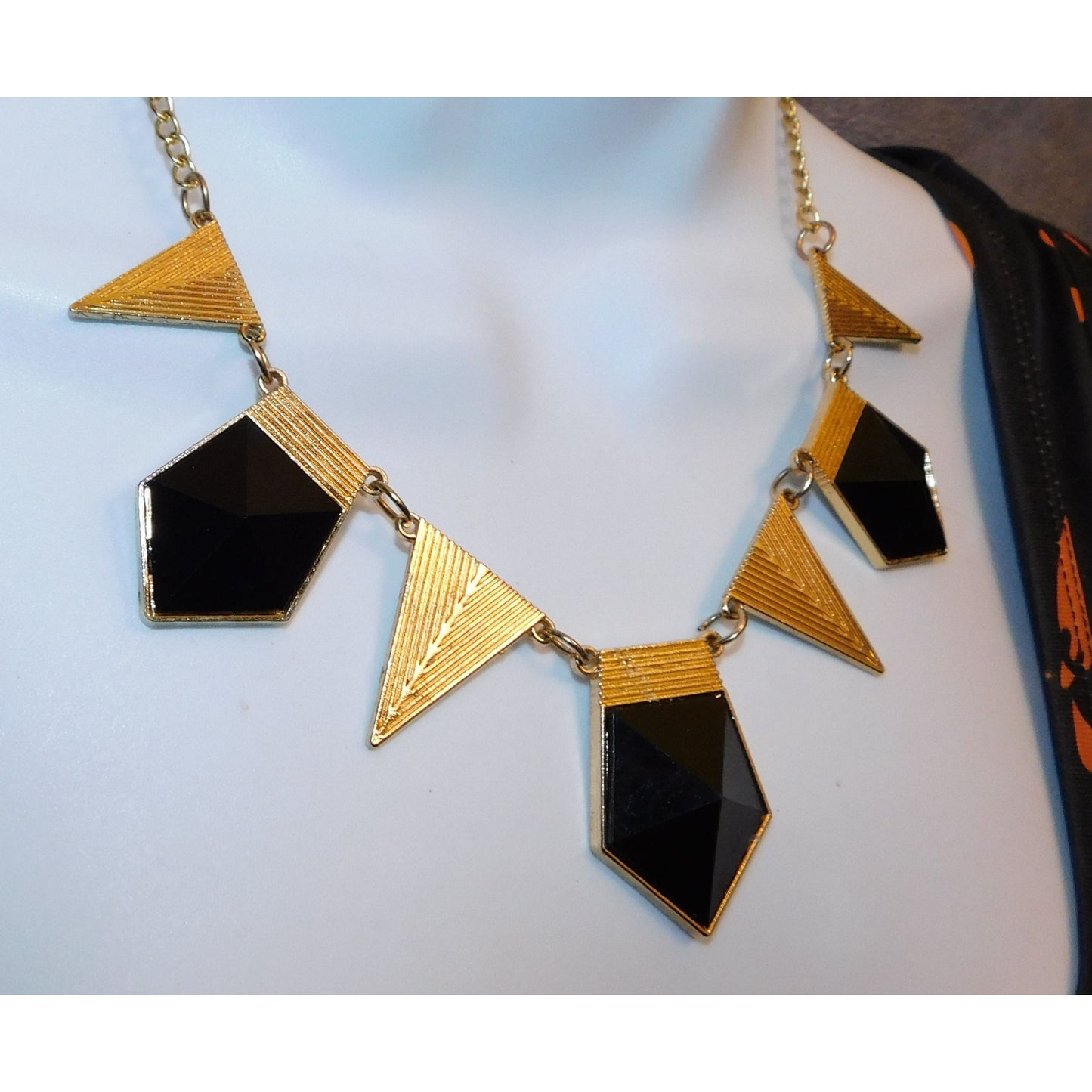 Black And Gold Geometric Necklace