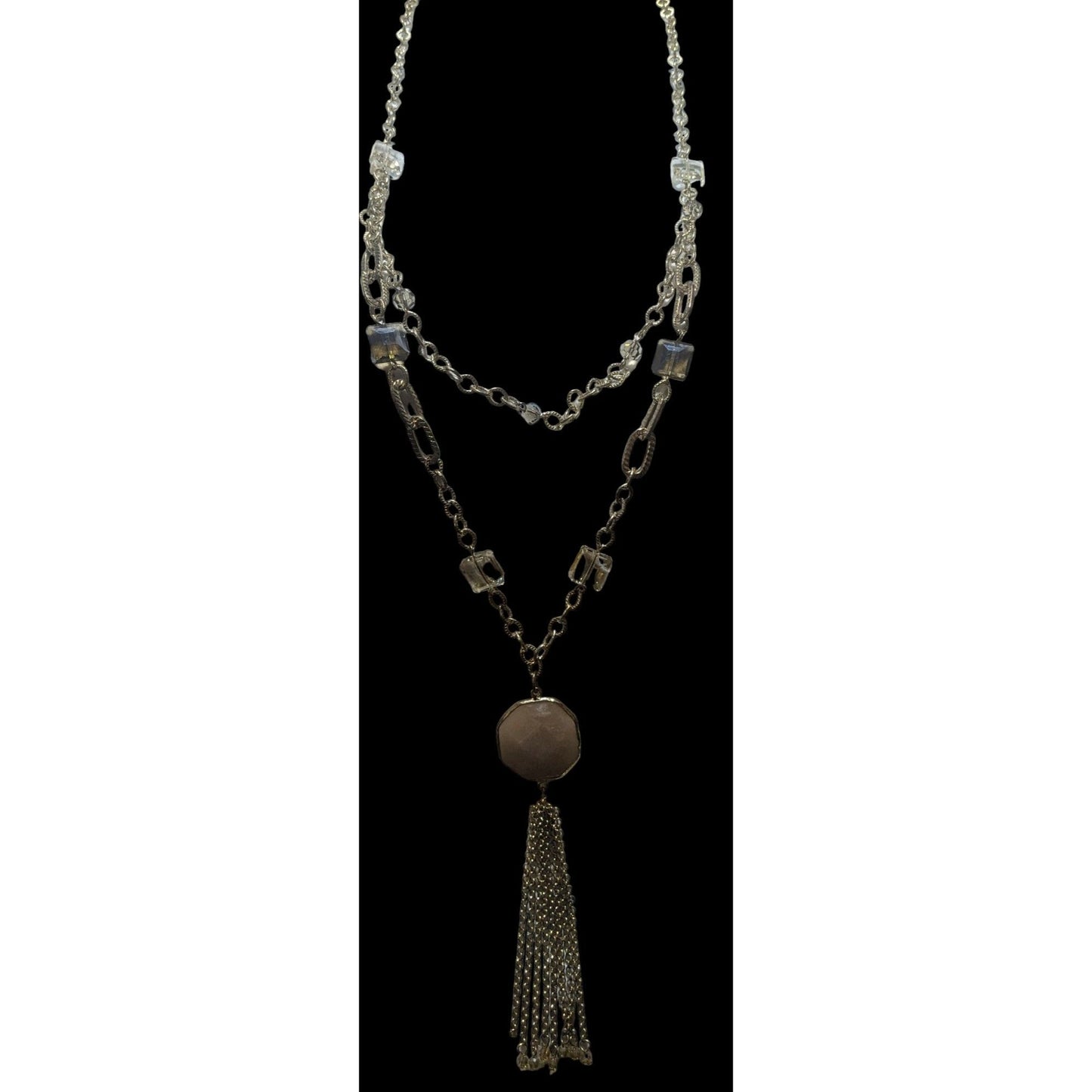 Gold Glam Long Layered Pendant & Tassel Necklace