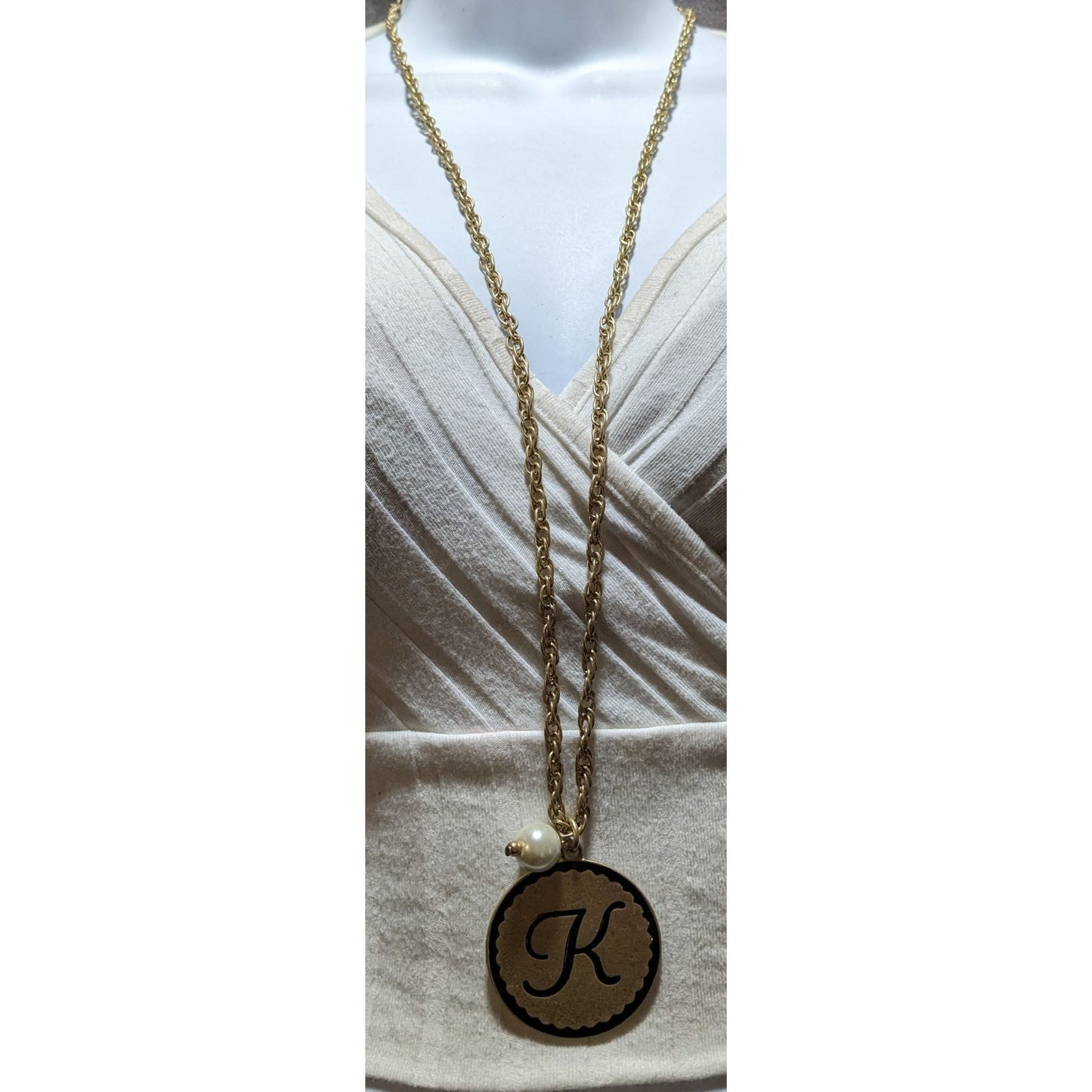 Plunder Jewelry Monogram "K" Medallion Necklace