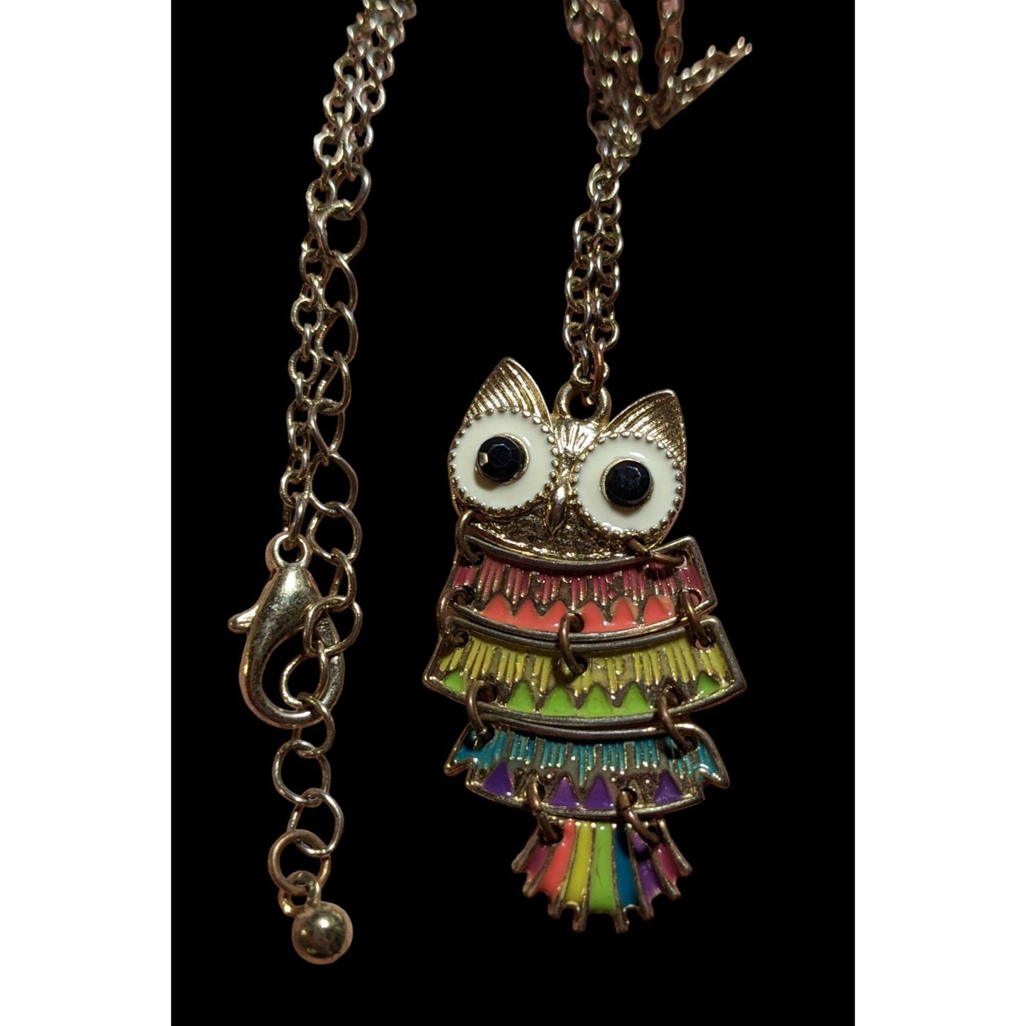 Rainbow Articulated Owl Necklace