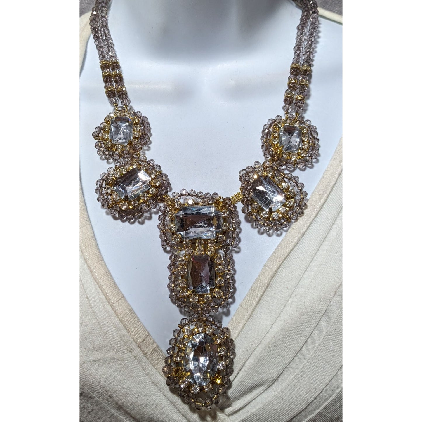 Vintage Glam Chunky Gemmed Statement Necklace