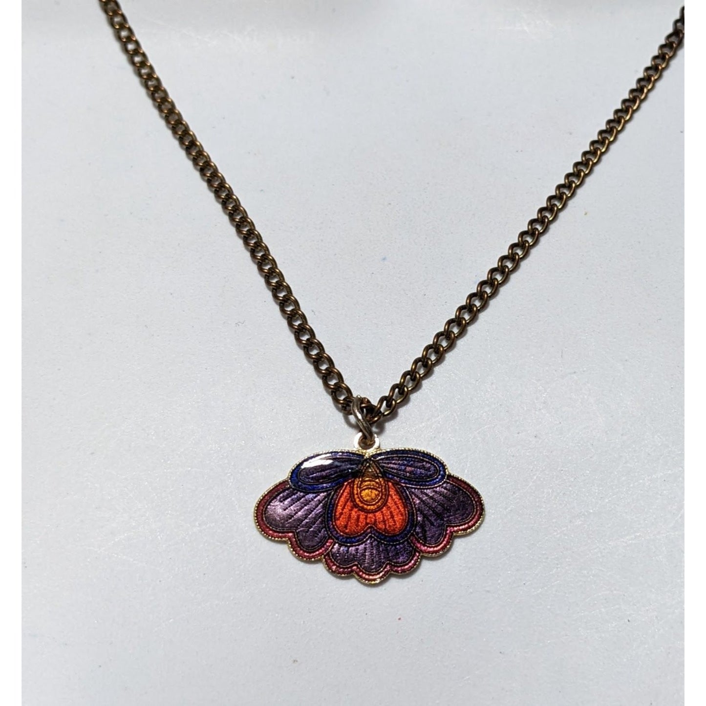 Purple Cloissone Moth Necklace