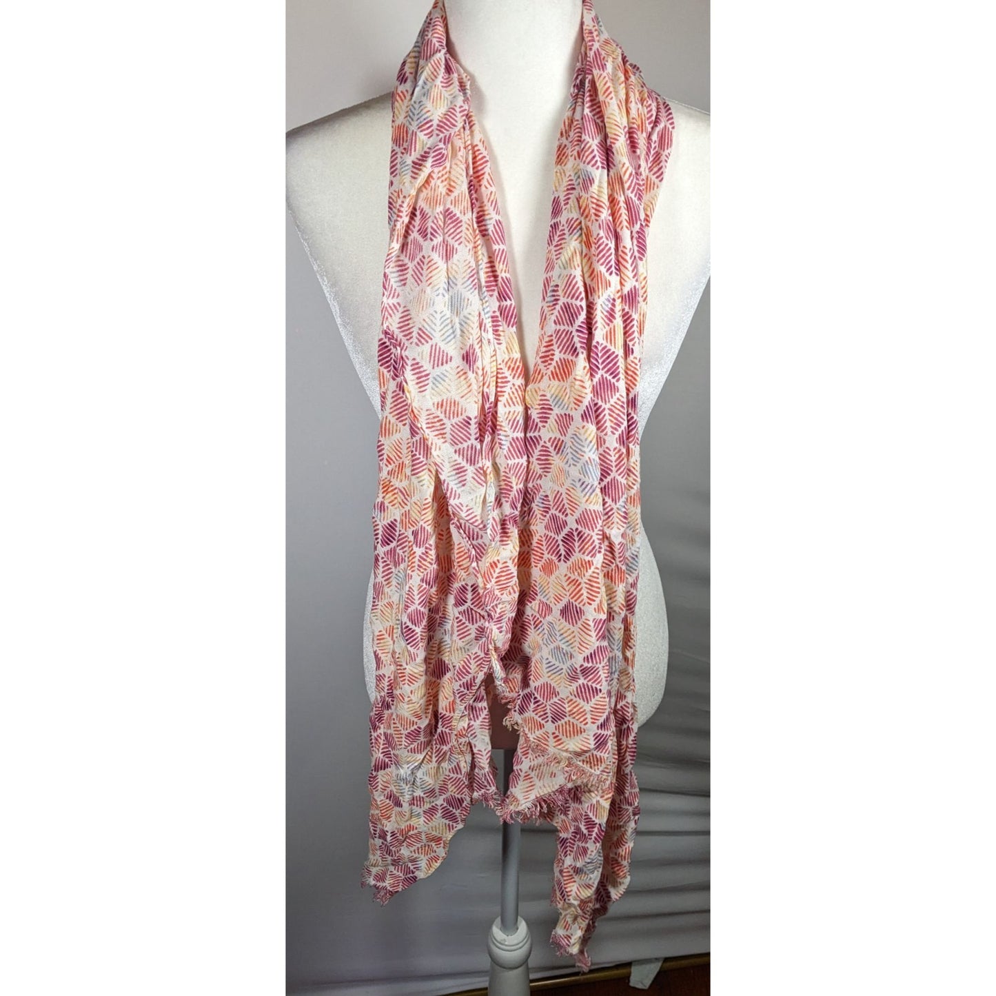 Warm Tone Floral Rainbow Print Lightweight Scarf