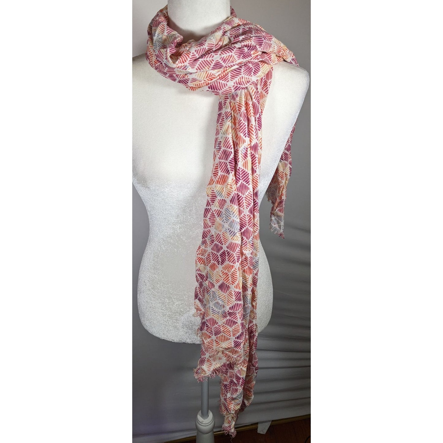 Warm Tone Floral Rainbow Print Lightweight Scarf