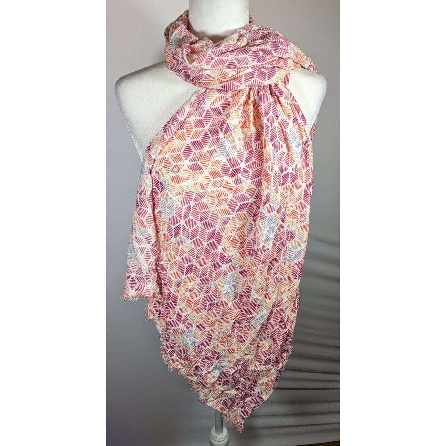 Warm Tone Floral Rainbow Print Lightweight Scarf