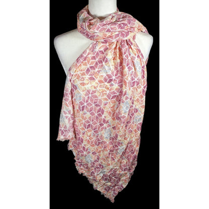Warm Tone Floral Rainbow Print Lightweight Scarf