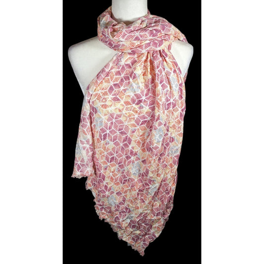 Warm Tone Floral Rainbow Print Lightweight Scarf