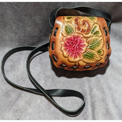 Vintage Hand Tooled Mexican Floral Leather Bag