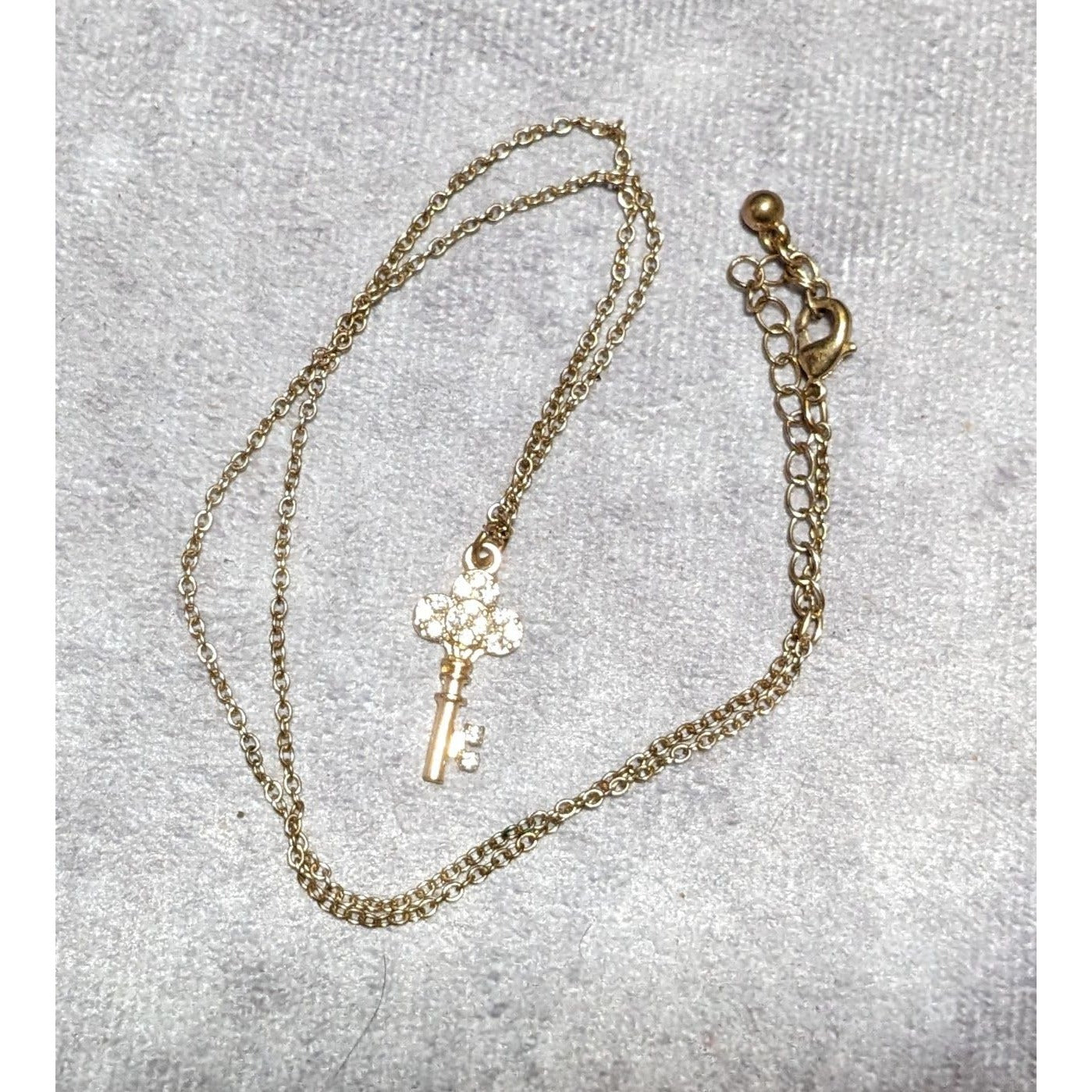 Minimalist Glam Gold Rhinestone Key Necklace