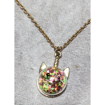 Rainbow Glitter Caticorn Necklace