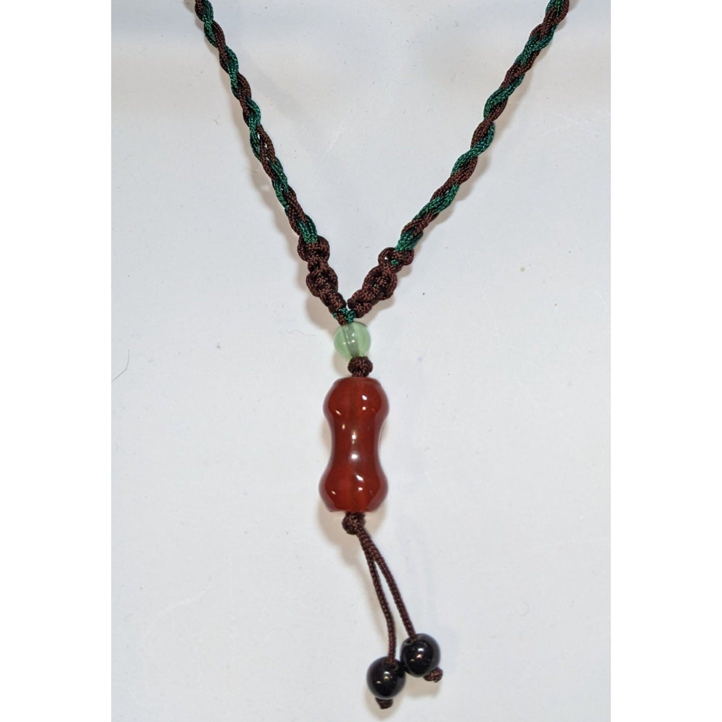 Tibetan Dzi Gourd Pendant Necklace Hand Knotted Carnelian Bead Adjustable Boho Gemstone Cord