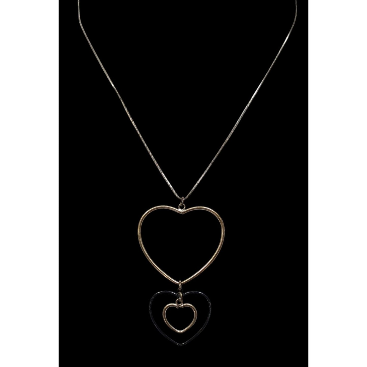 Coquette Multi Tone Open Heart Pendant Necklace