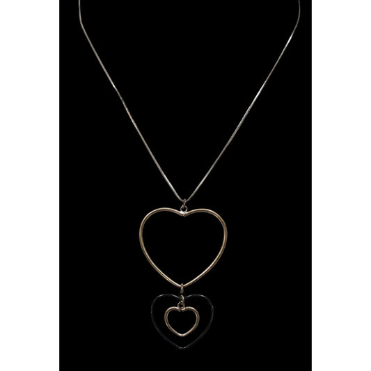 Coquette Multi Tone Open Heart Pendant Necklace