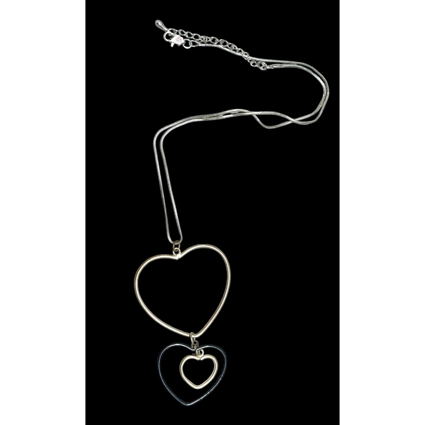 Coquette Multi Tone Open Heart Pendant Necklace