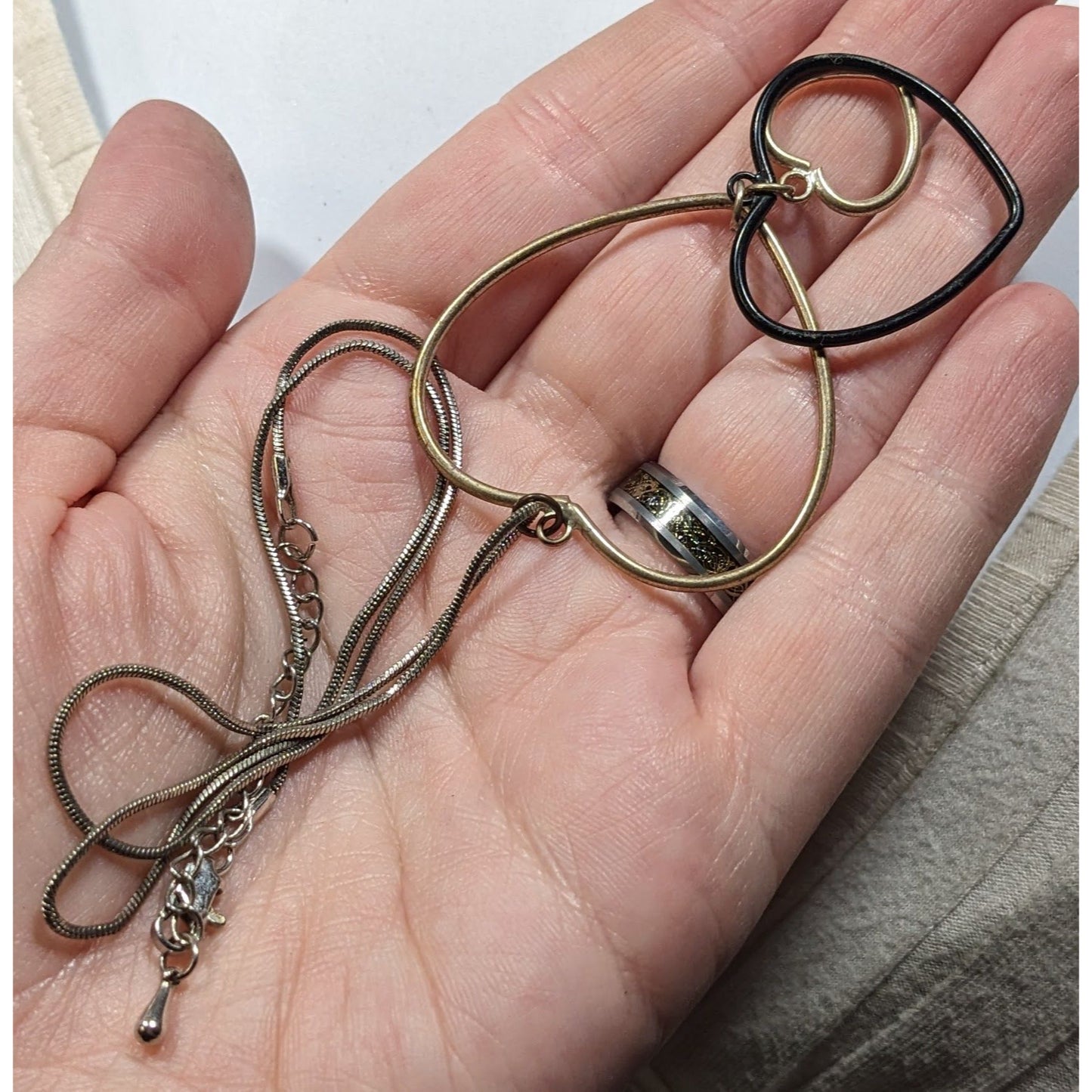 Coquette Multi Tone Open Heart Pendant Necklace