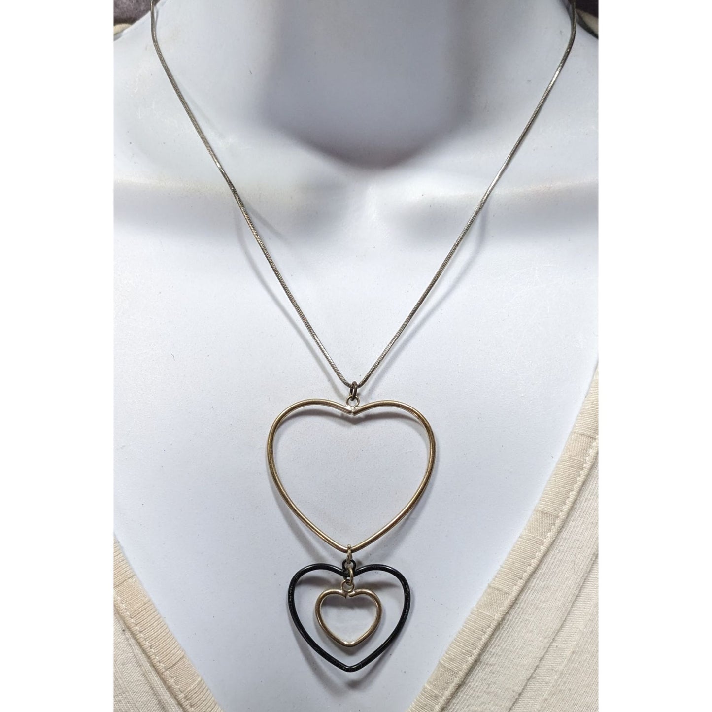 Coquette Multi Tone Open Heart Pendant Necklace