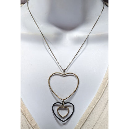 Coquette Multi Tone Open Heart Pendant Necklace