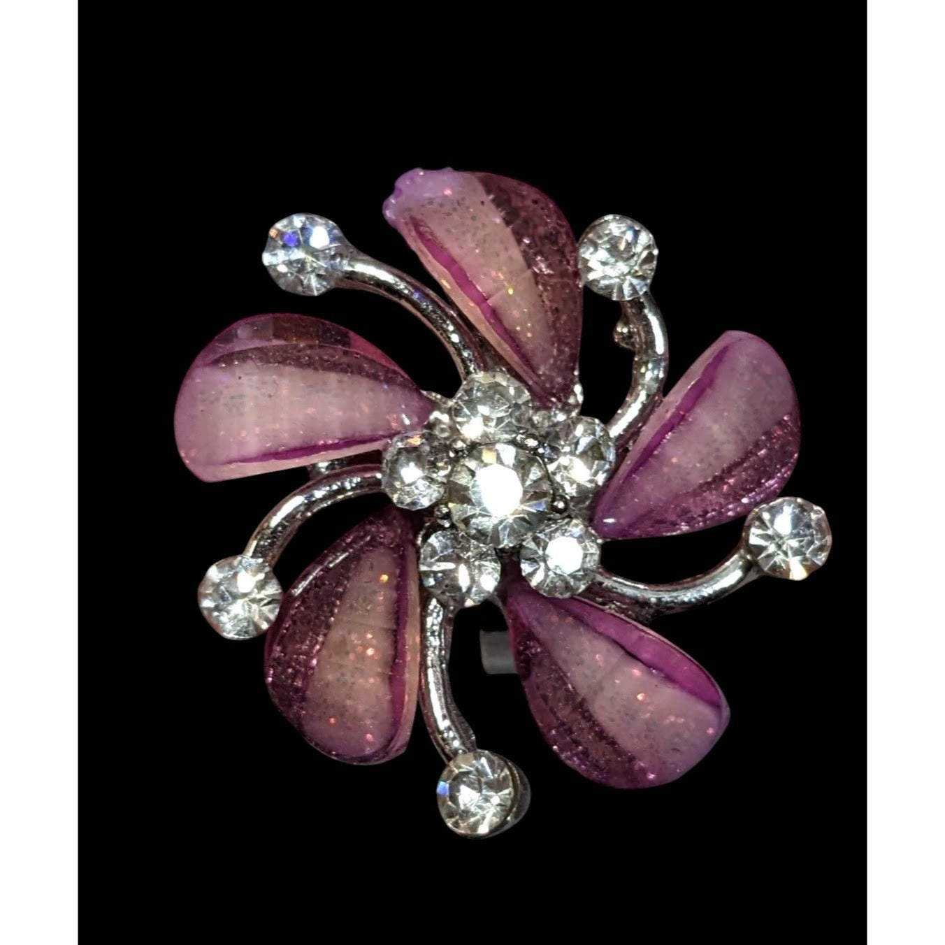 Whimsical Fairycore Purple And Silver Tone Ring Adjustable Size 6