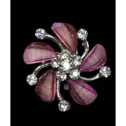 Whimsical Fairycore Purple And Silver Tone Ring Adjustable Size 6