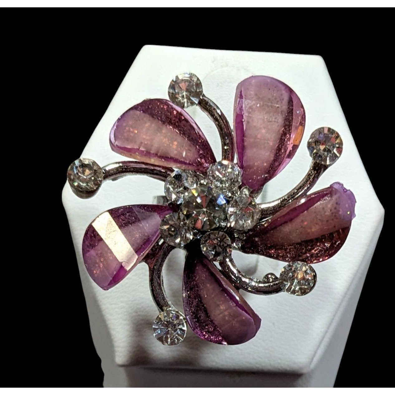 Whimsical Fairycore Purple And Silver Tone Ring Adjustable Size 6