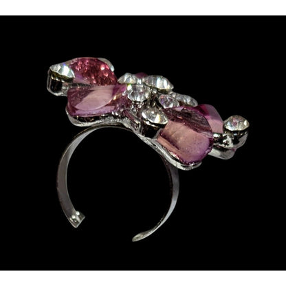 Whimsical Fairycore Purple And Silver Tone Ring Adjustable Size 6