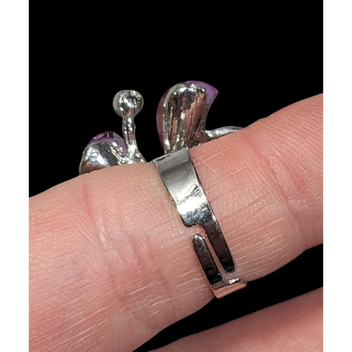 Whimsical Fairycore Purple And Silver Tone Ring Adjustable Size 6