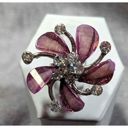 Whimsical Fairycore Purple And Silver Tone Ring Adjustable Size 6