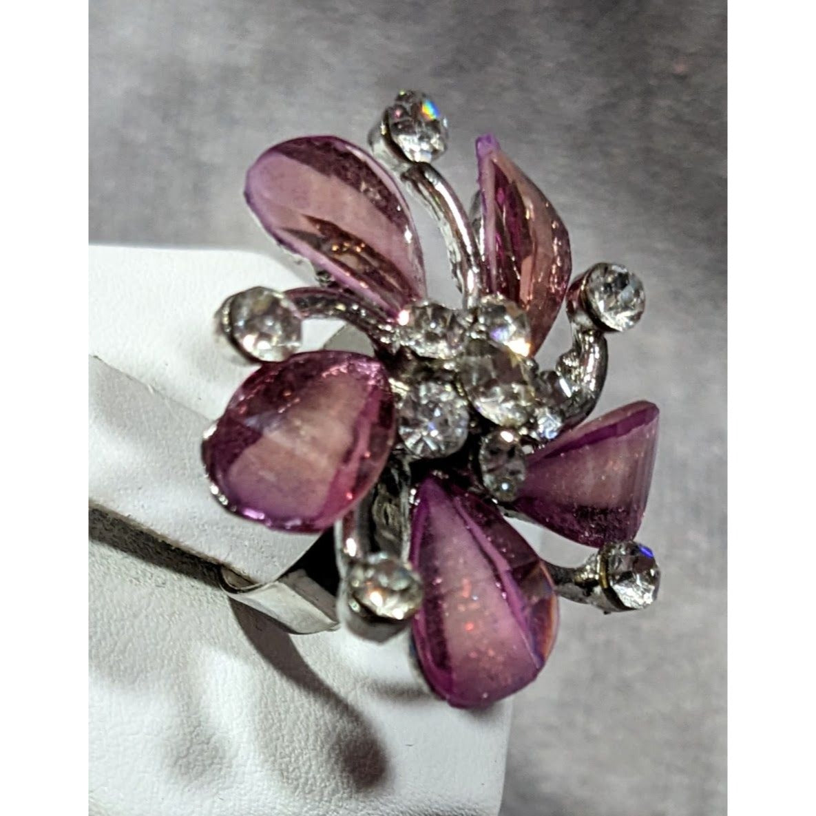Whimsical Fairycore Purple And Silver Tone Ring Adjustable Size 6