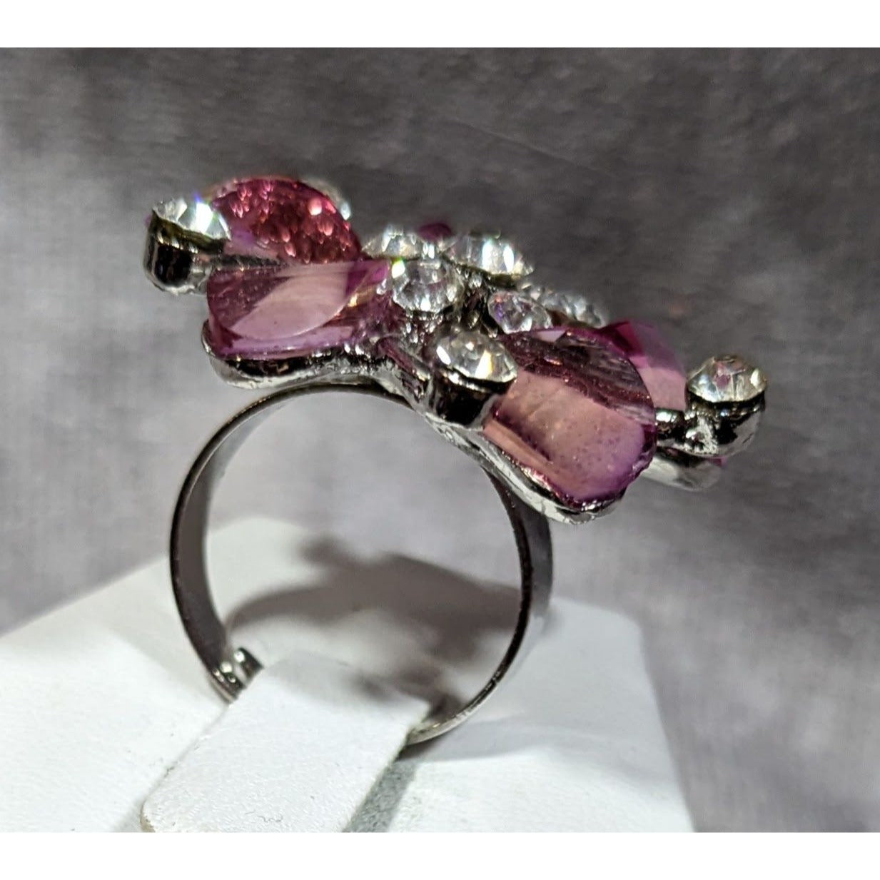 Whimsical Fairycore Purple And Silver Tone Ring Adjustable Size 6