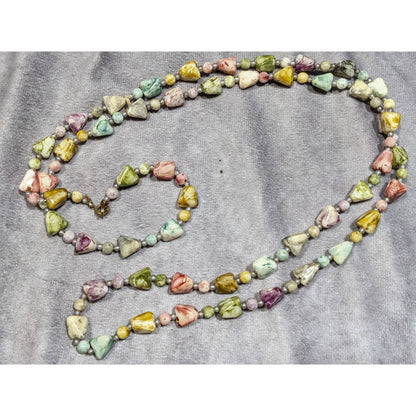 Vintage 20s Art Deco Pastel Rainbow Marbled Lucite Beaded Necklace