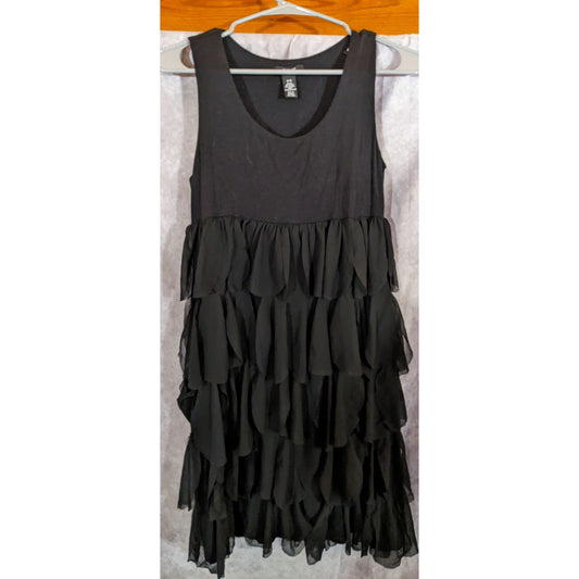 Alfani Petite Black Tiered Ruffle Sleeveless Dress Size Small Petite