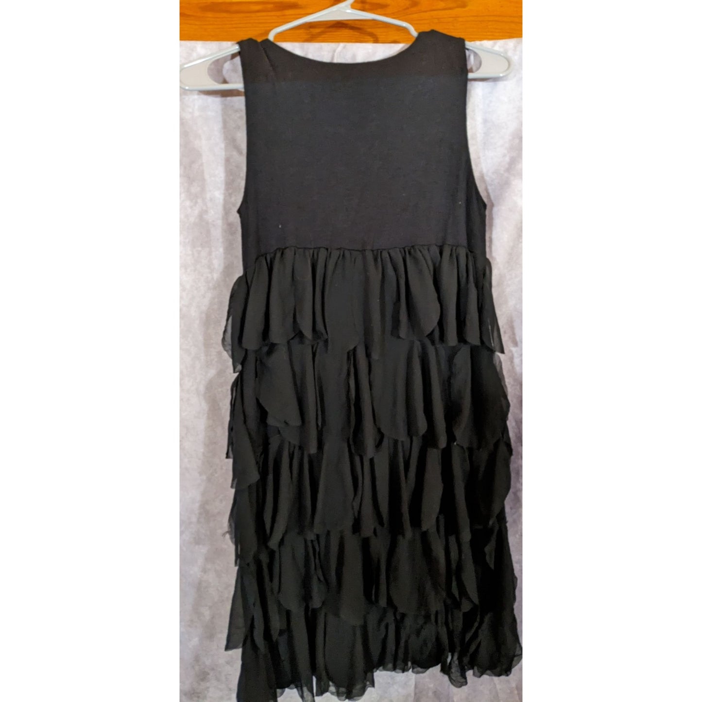 Alfani Petite Black Tiered Ruffle Sleeveless Dress Size Small Petite