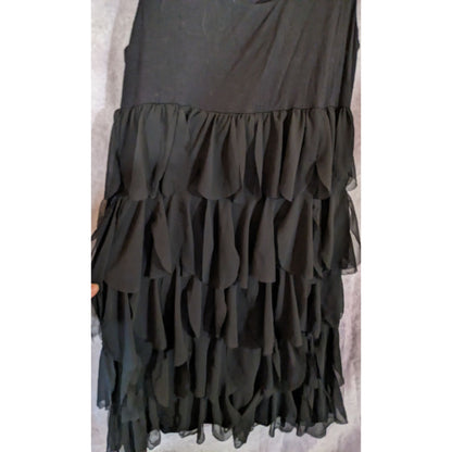 Alfani Petite Black Tiered Ruffle Sleeveless Dress Size Small Petite